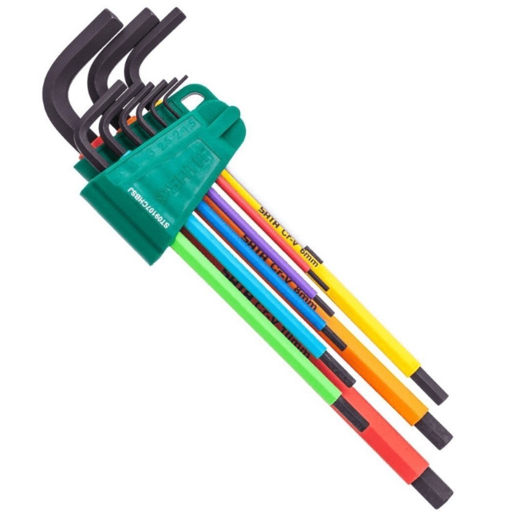 Detalhes do Jogo de chave allen hexagonal longa 1,5 a 10 mm coloridas com 9 peças - Sata