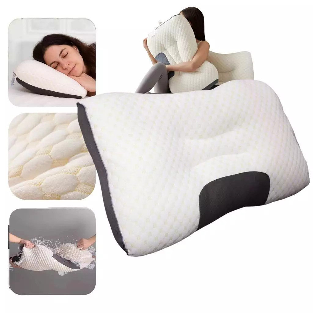 Almofada ergonômica respirável, suporte para ombro e pescoço, 45 cm x 75 cm x 8 cm, lavável, ajuda a dormir.