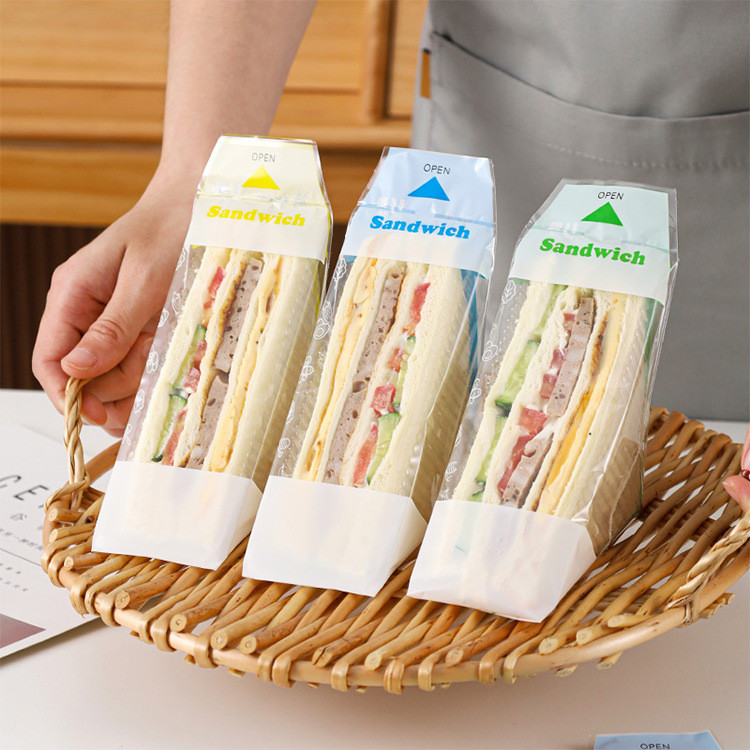 100 Sacos Transparentes Grossos Do Sanduíches Pão Triângulo Dos Pces Para O Cozimento Agradável Alimento Da Embalagem