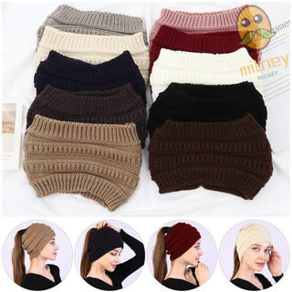 MILLNEY 1 Peça Gorro De Rabo De Cavalo Chapéu Headwraps Engrossar Turbante Feminino Menina Aquecedor De Orelha Larga