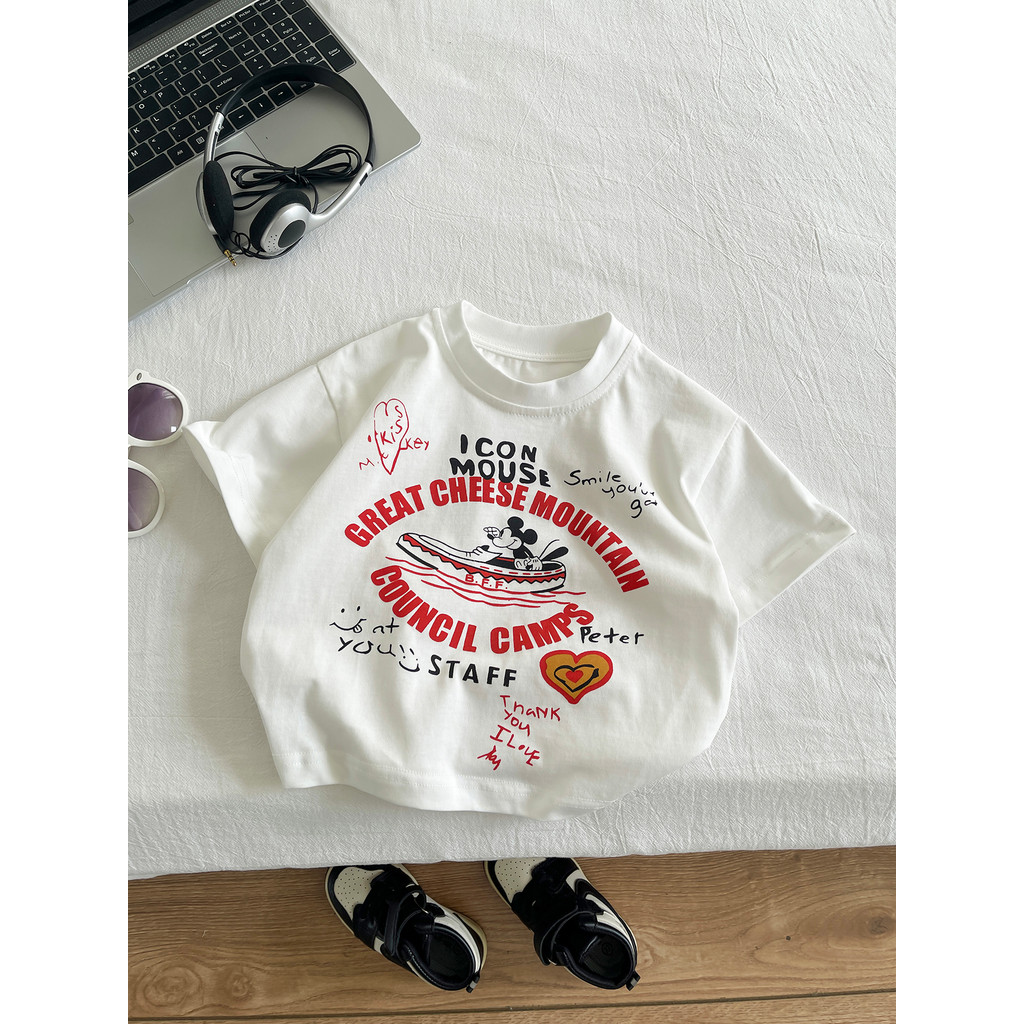 Meninos camiseta de manga curta verão crianças dos desenhos animados impresso topo 2026 novo estilo menino estilo fino b