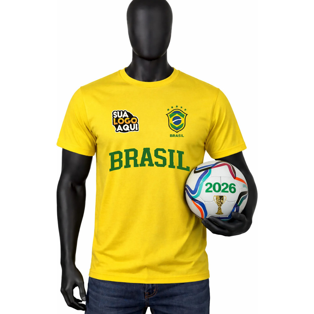 Camiseta Brasil Copa Unissex Logo Personalizada Da Empresa