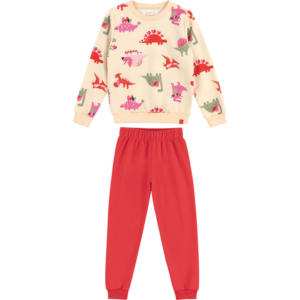 Conjunto Longo Dino Moletom Infantil Menina Marisol