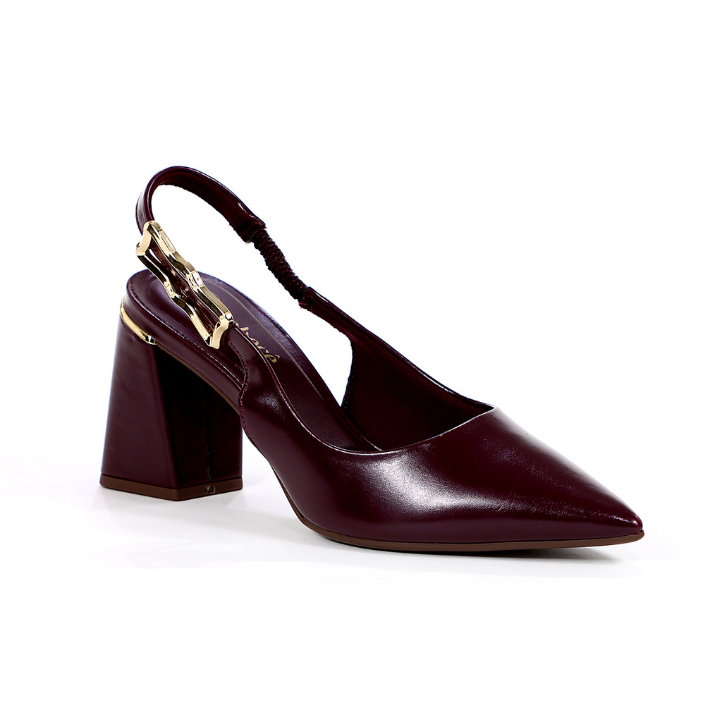 Scarpin Bebecê Slingback Salto Bloco Médio Flare Roxo - Feminino