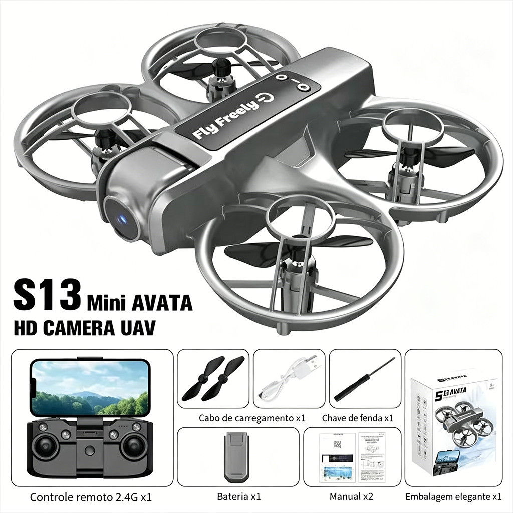 Drone de Filmagem Aérea com Câmera HD 110°, Transmissão WiFi em Tempo Real, Rolamento 360°, Ideal para Iniciantes