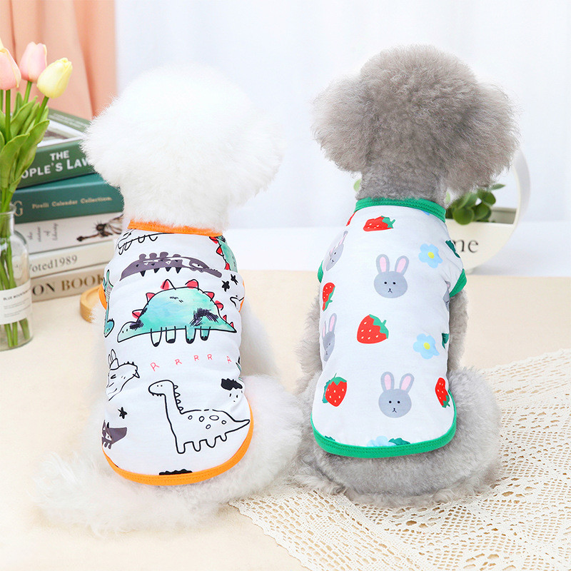 Protetor solar roupas para cães respirável fino impresso colete Teddy Bichon Pomeranian filhotes gatos Pet verão roupas
