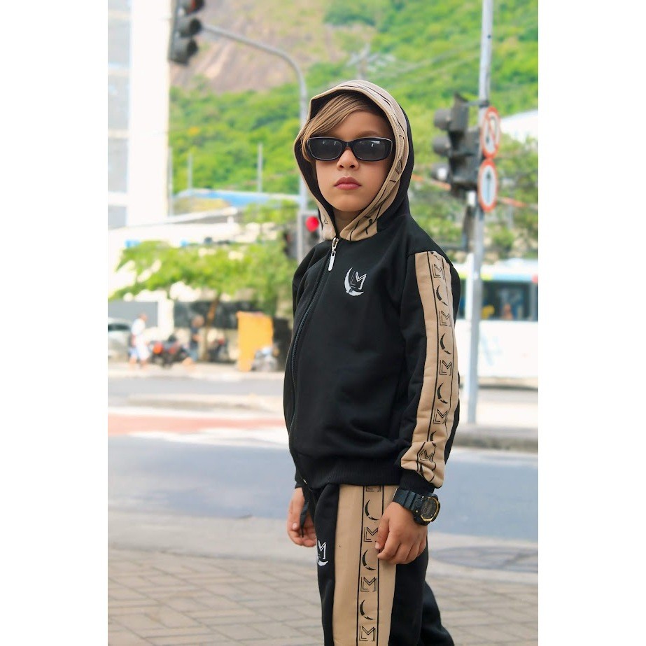 Detalhes do Conjunto Infantil Masculino Estiloso Agasalho Quentinho Conjunto de inverno Calça e casaco
