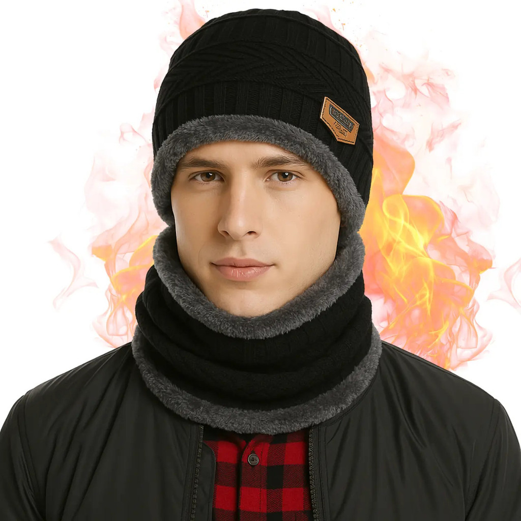 Touca Gorro Frio + Protetor De Pescoço Inverno Quente