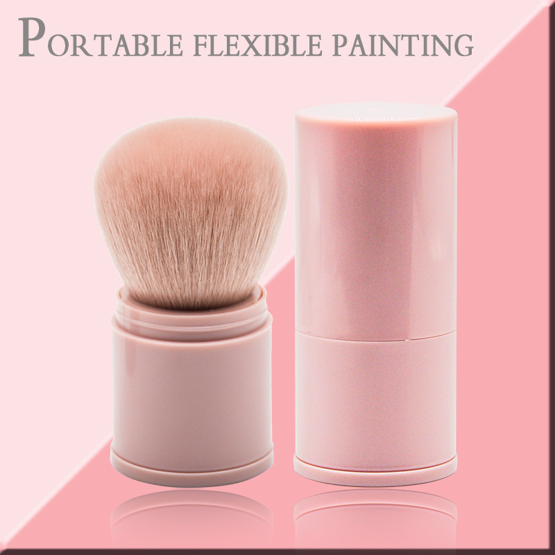 Pincel de pó bonito portátil retrátil cabeça redonda Blush pincel de pó pincel de pó pincel de pó solto Super macio sain