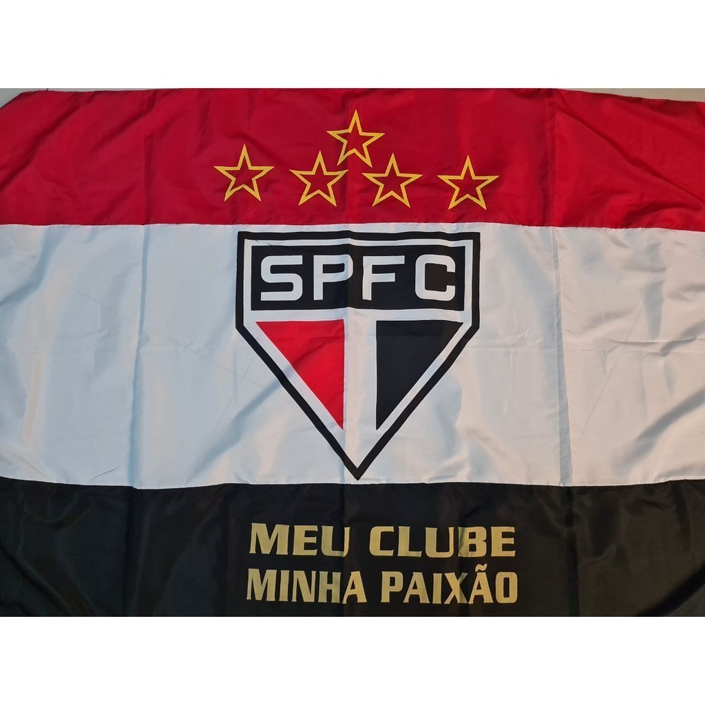 Bandeira de Time São Paulo - Vermelho/Branco/Preto Modelo 2022 | Med: 160cm x 100m