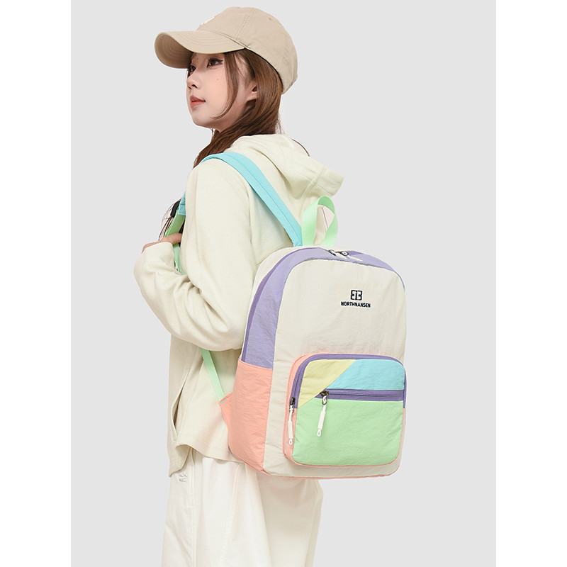 EPSIN contraste cor mochila moda feminina mochila de viagem de curta distância luz estudante lazer viagem saco de escala