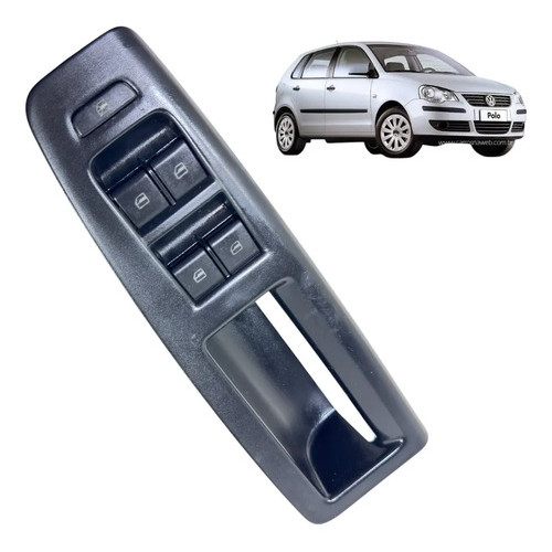 Moldura Botao Vidro Eletrico Vw Polo 2008 Dianteiro Esquerdo