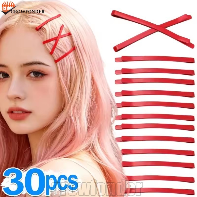 [Fasty] 30-10 Unidades De Grampos De Cabelo Em Liga Vermelha-Clipe Lateral Estilo Coreano-Presilhas De 65 Mm-Braçadeira