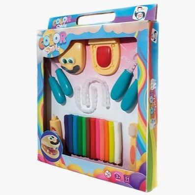 Brinquedo Dentista de Massinha Sorriso Colorido 10 peças