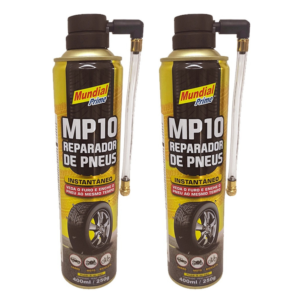 Kit 2 Spray Reparador Pneu Furado Instantâneo Mundial Prime