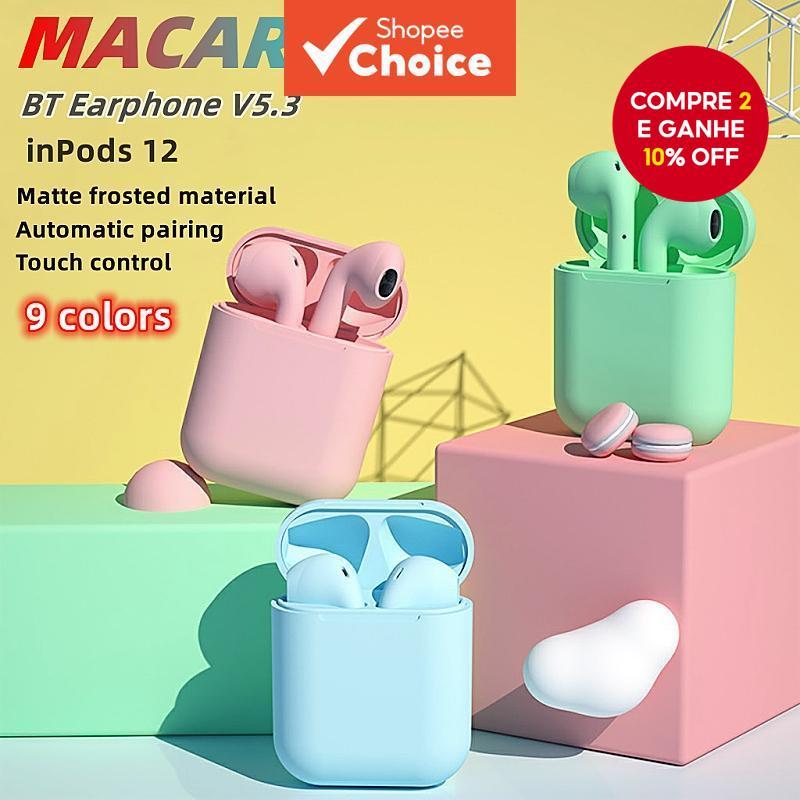 TWS Bluetooth 5.3 Fones De Ouvido Hi-Fi Estéreo No Para Esporte i12 Controle Toque Earbud Com Microfone