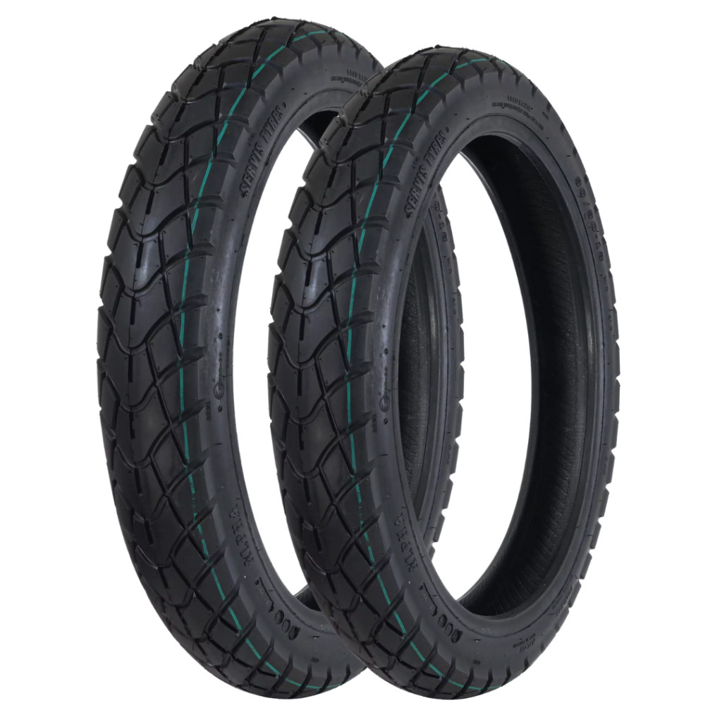 Par Pneu Novo 2.75-18 + 90/90-18 Servis Alpha TL Sem Câmara YBR Titan CG 160 Fan Factor Liga Leve em Oferta na Shopee