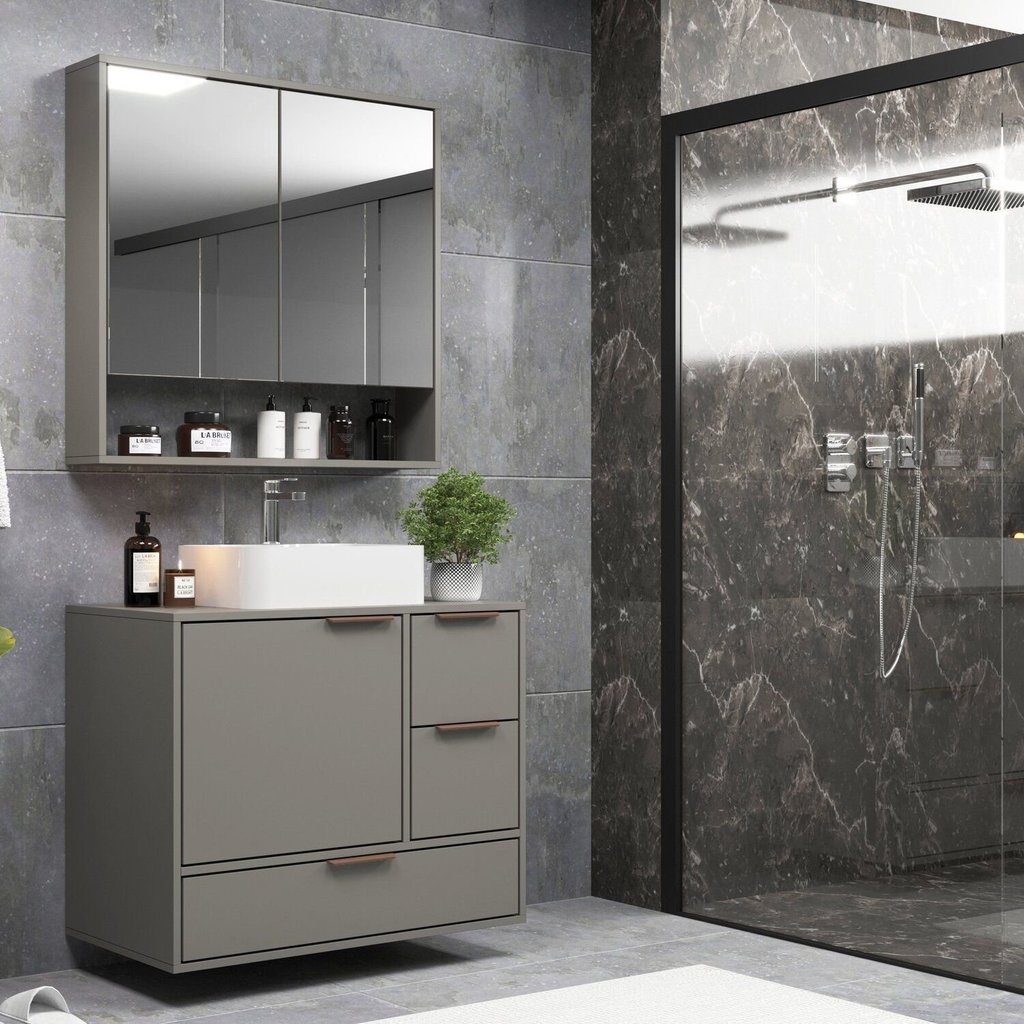 Conjunto Gabinete para Banheiro Modulado 801 80cm Prime Yescasa em Oferta na Shopee