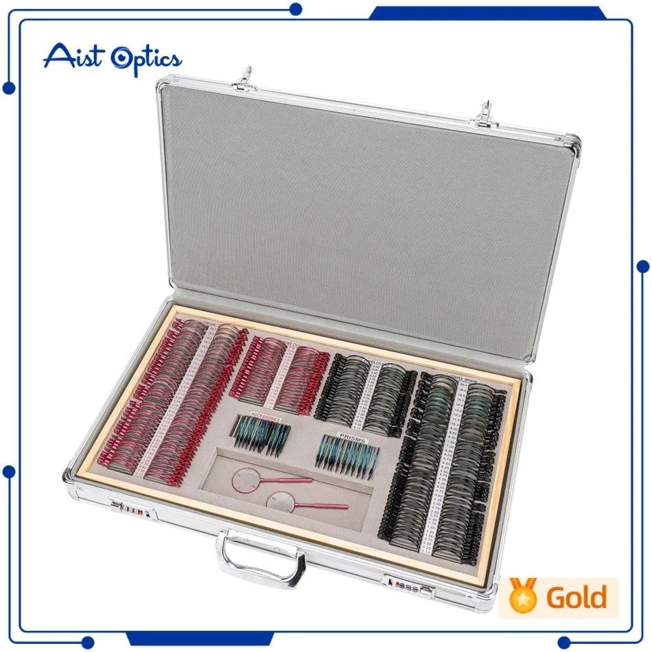 Venda Quente Conjunto De Lentes De Teste Oftálmicas Ópticas De 266 Peças Com Caixa De Alumínio E Anéis De Estrutura lMet