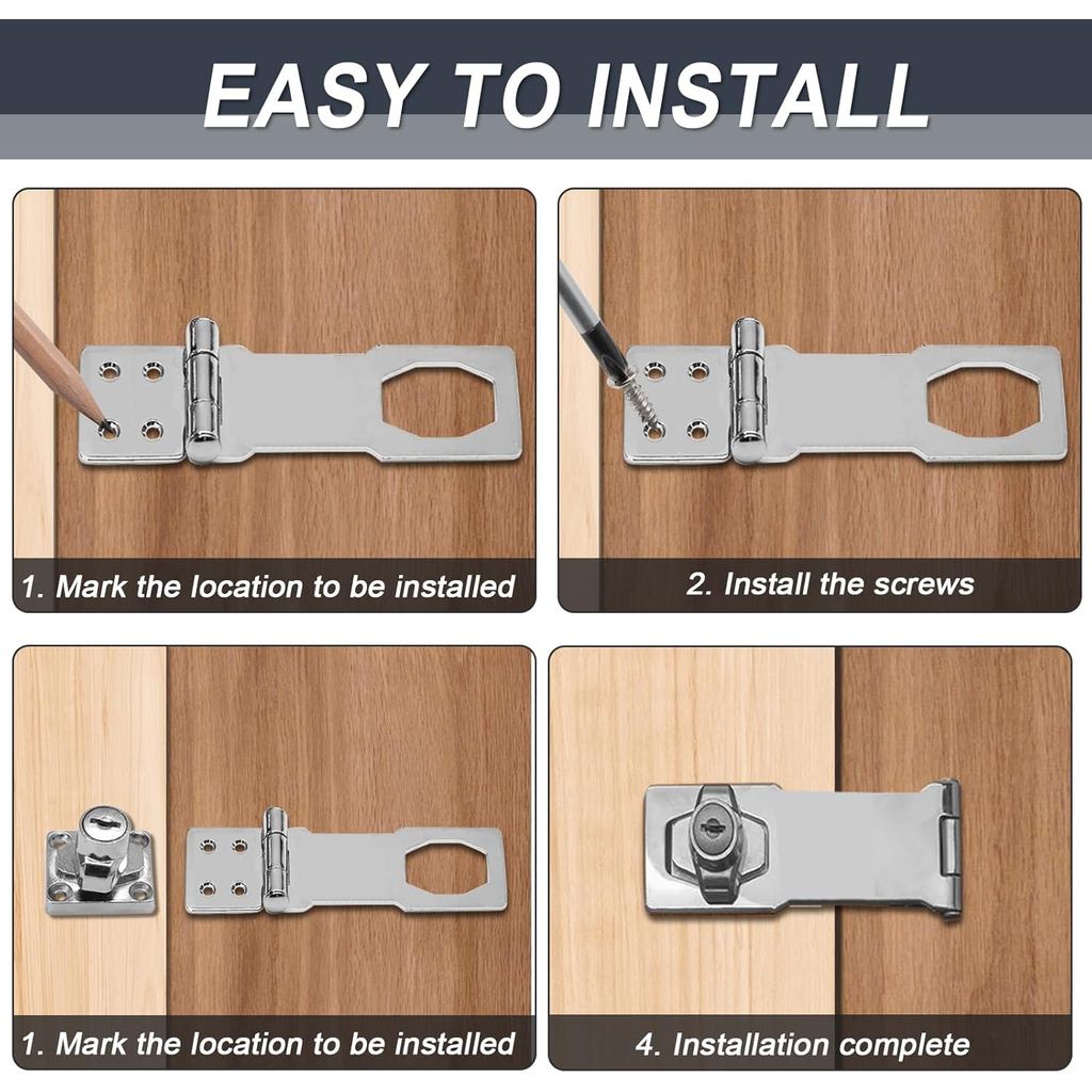 1pc/2pcs Tranca Para Porta Fechadura Do Armário Trava Chave Casa Pro — imagem 2 de 2