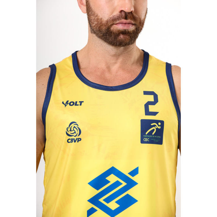 Detalhes do Regata Vôlei De Praia Brasil Oficial Masculina Amarelo Volt