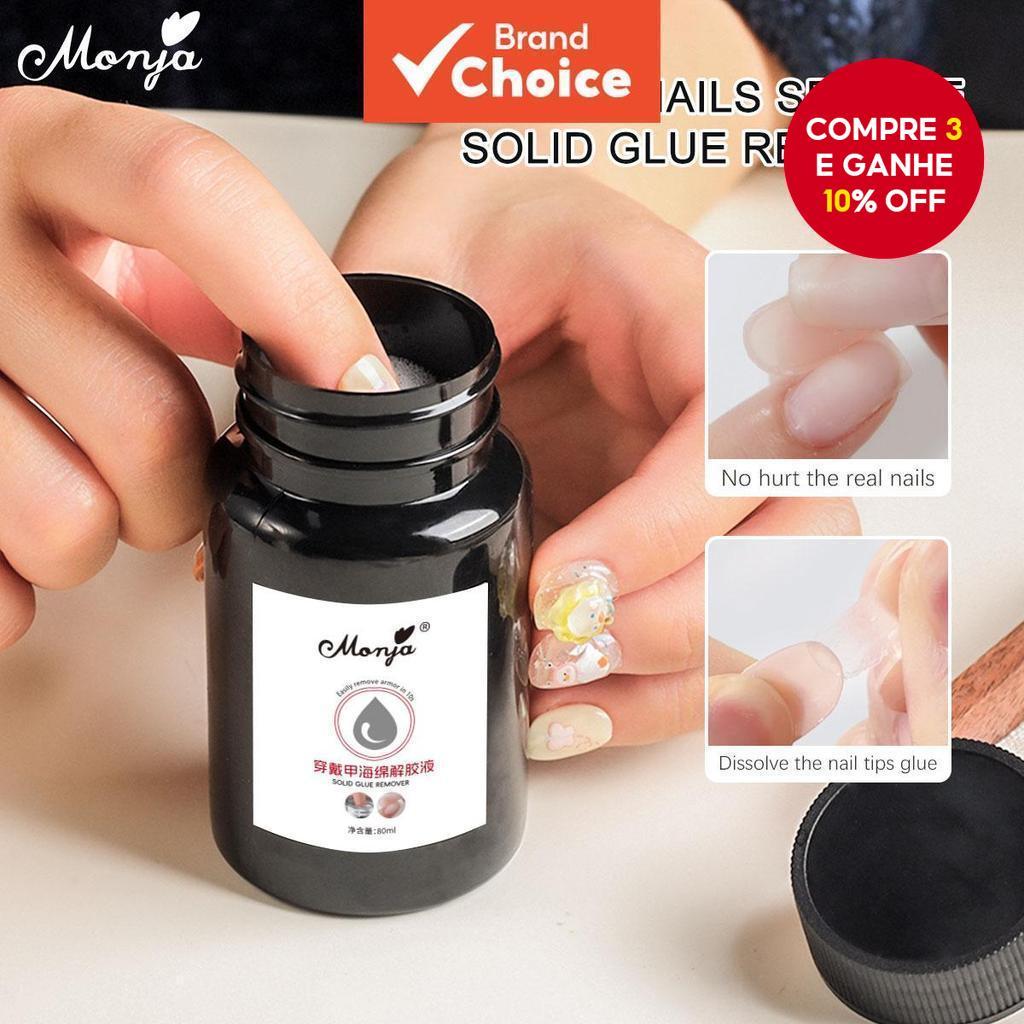 Monja 100ml Removedor de Cola UV Debonder, Gel Líquido para Remover Tips Falsas em Unhas, Removedor de Esponja para