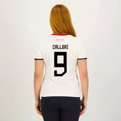 Camisa São Paulo Calleri 9 Stencil Feminina Branca