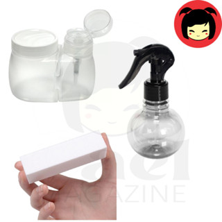 KIT DOSADOR DE ACETONA COM PORTA ALGODÃO 2 EM 1 + BORRIFADOR BOLINHA 180 ML + LIXA CUBO BRANCA em Oferta na Shopee