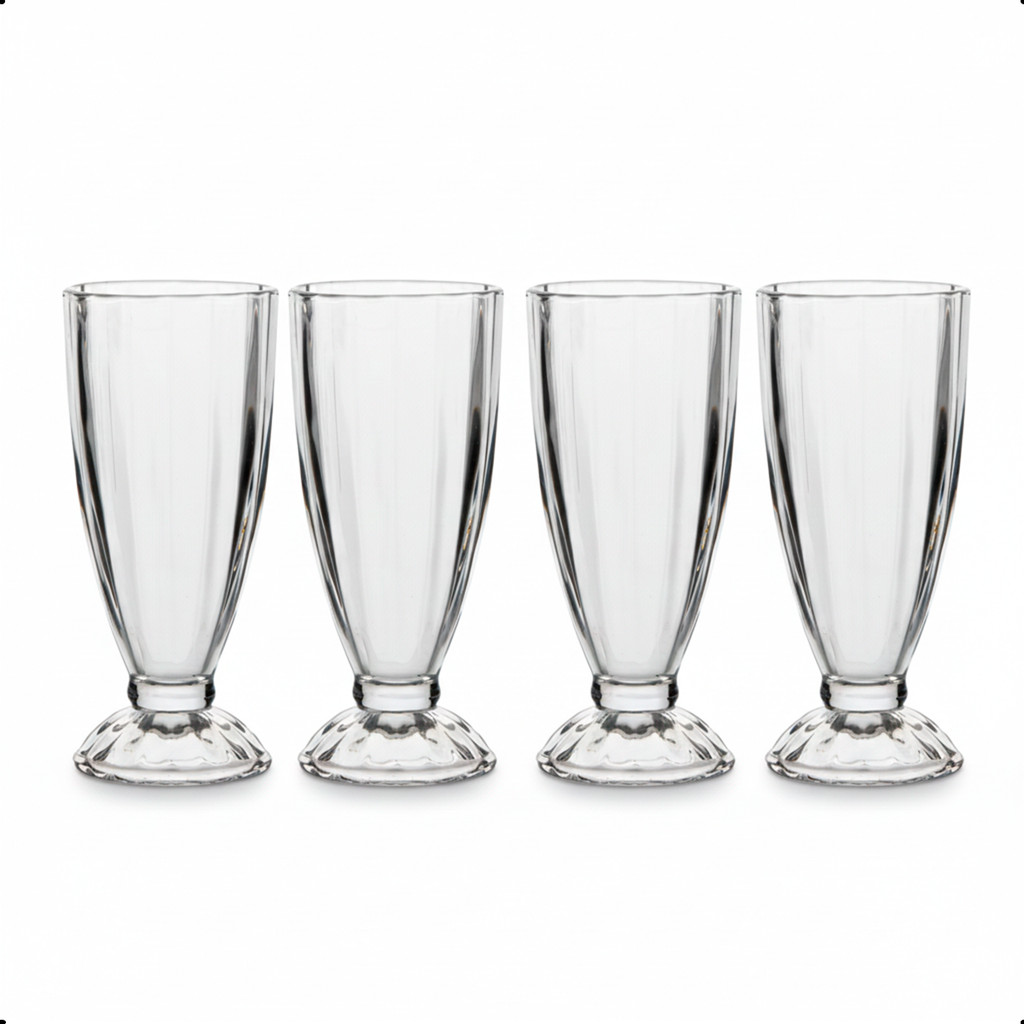 Conjunto 4 Copos para Milkshake Vidro 330ml - Milkshake, Suco e Bebidas, Restaurante, Mesa