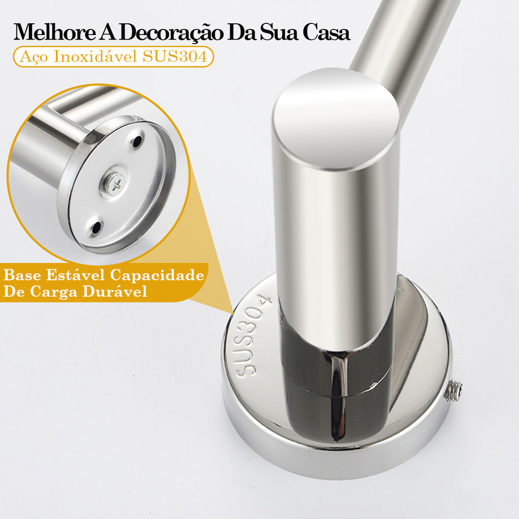 Detalhes do 30cm Suporte Para Toalha De Rosto E Mão De Aço Inox Cromado
