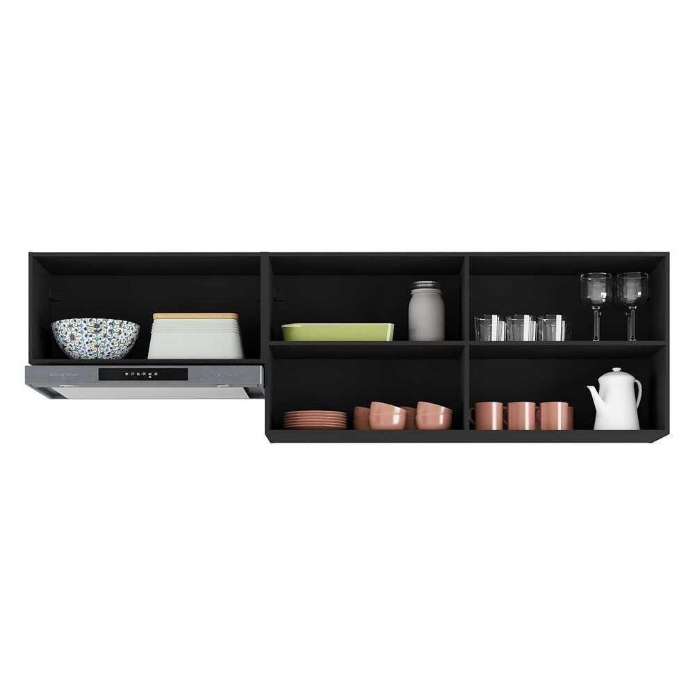 Kit 2 Armários De Cozinha Aéreos 3 Portas Preto/dourado — imagem 2 de 2