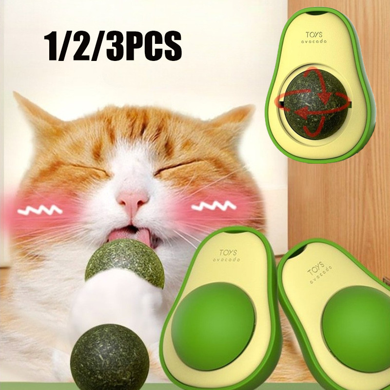 Natural Catnip Saudável Animal De Estimação Gato Brinquedo Parede Stick-on Bola Gatos Dentes Limpeza Brinquedos Lanches