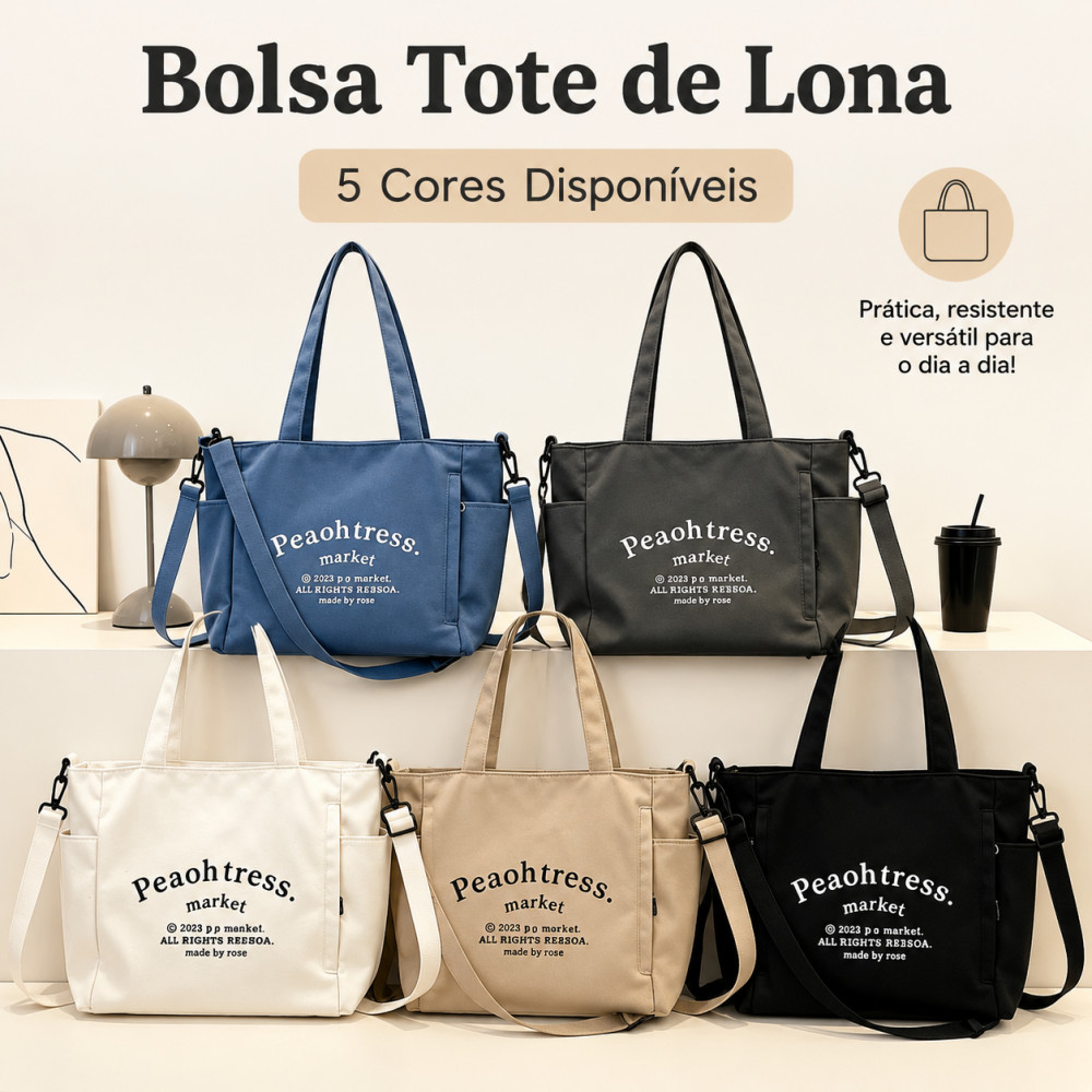Bolsa de Ombro Tote Nylon Grande Capacidade Resistente à Água para Notebook e Dia a Dia