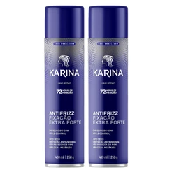 KIT C/2 HAIR SPRAY KARINA FIXAÇÃO EXTRA FORTE 400ML