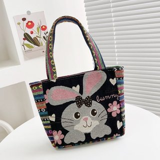 2024 novo estilo bolsa feminina saco mamãe andando bolsa de moedas do telefone móvel dupla face bordado saco de lona fem