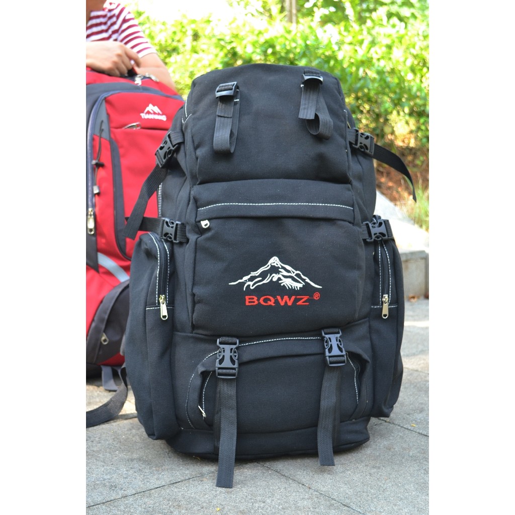 Baoqi masculino puro algodão lona mochila 70L viagem ao ar livre lazer montanhismo mochila versão coreana viagem mochila