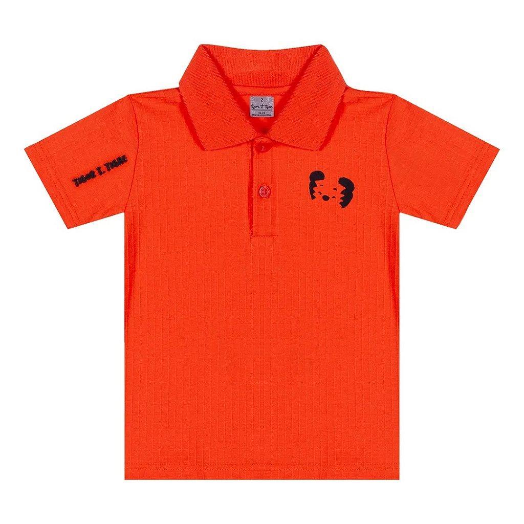 Camiseta Gola Polo Tigor T Tigre Grid Laranja