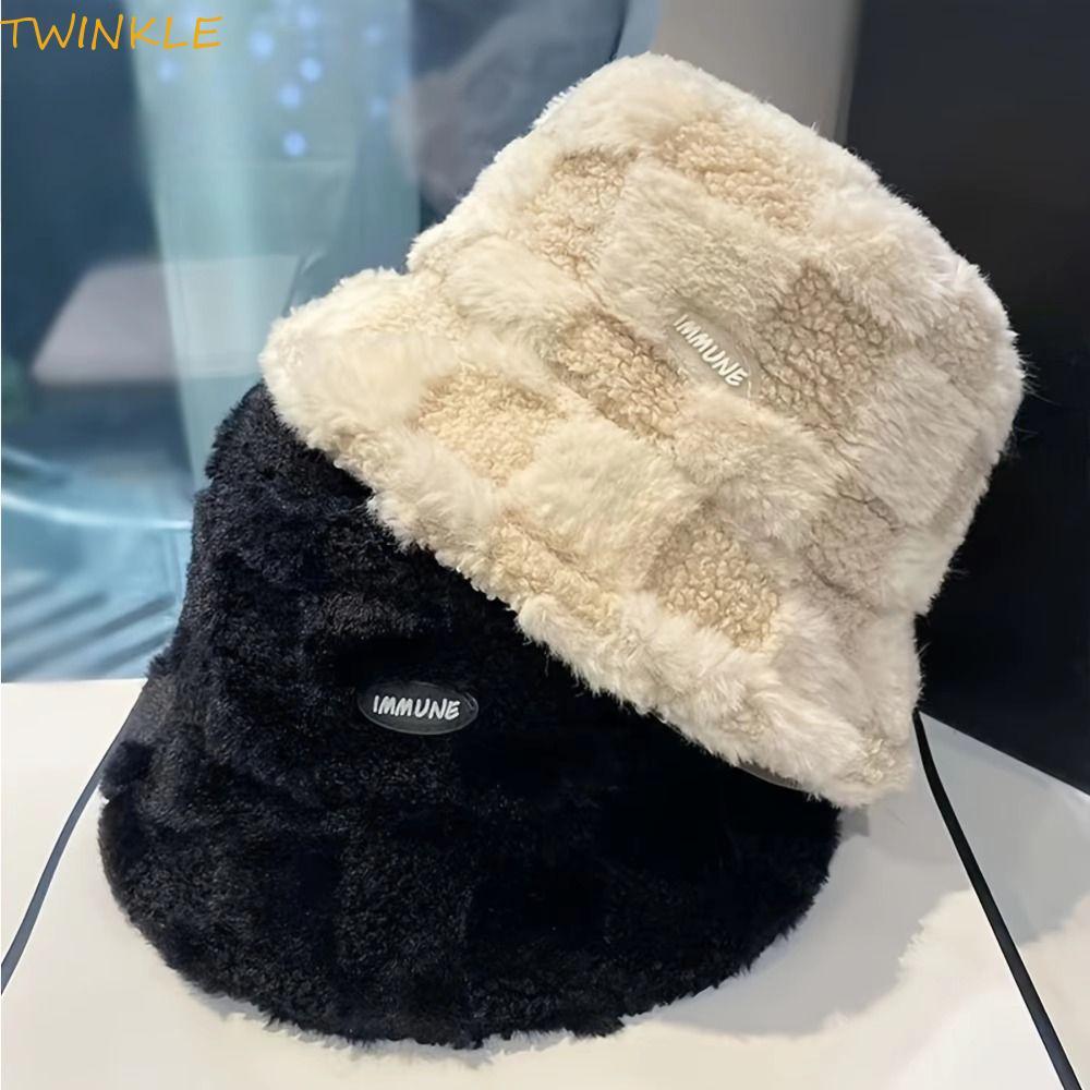 Chapéu De Pescador De Inverno TWINKLEO , Balde Feminino De Pele Sintética Resistente Ao Vento Bacia Xadrez Quente
