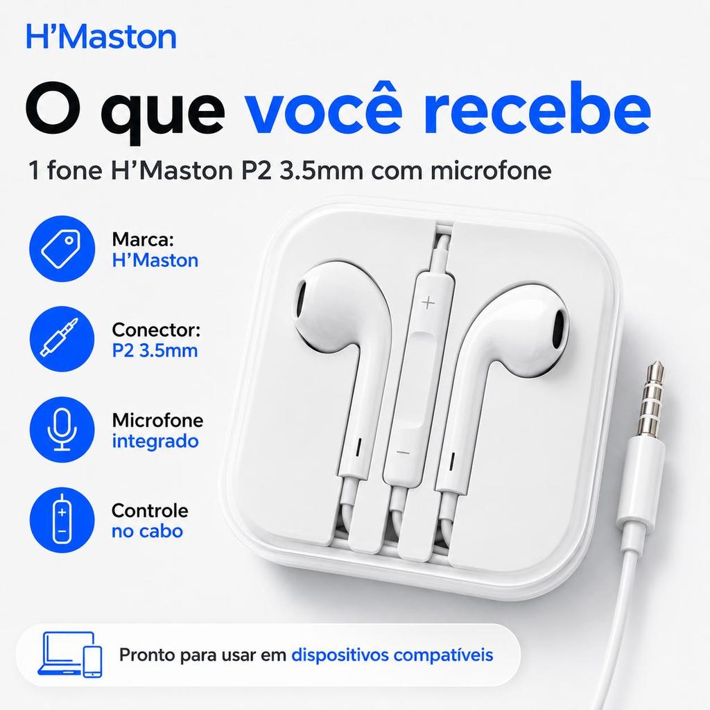 Fone de Ouvido HMaston P2 3.5mm com Microfone e Controle de Chamadas para PC,Notebook,PlayStation,Xbox eNintendo Switch