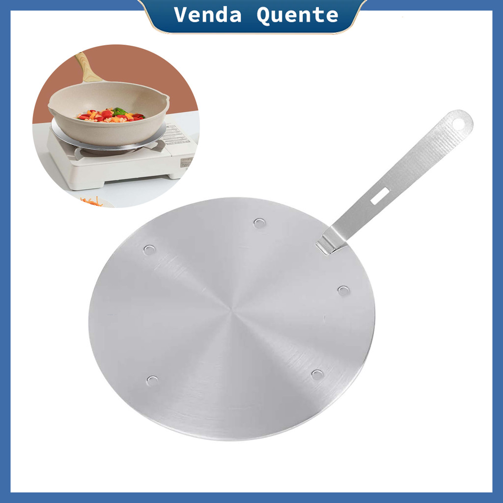 Adaptador de fogão de indução de 1 peça, placa de apoio de fogão de indução de aço inoxidável com alça