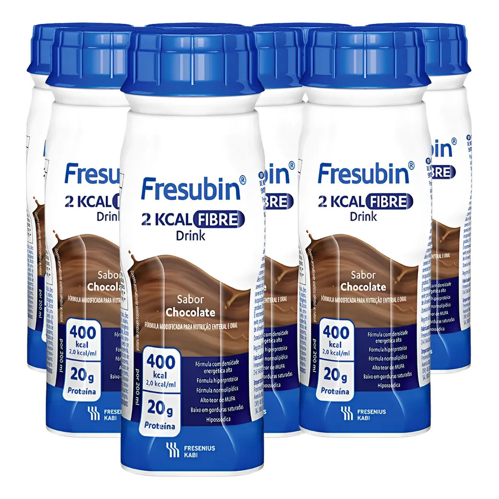 Fresubin 2kcal Fibre Kit 8un Chocolate 400kcal Hiperproteico Hipercalórico Nutrição Completa Idoso Adulto Ganho de Peso