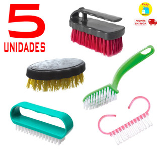 Kit 1 a 5 Escova multiuso lava tênis unhas limpeza geral cabo plástico