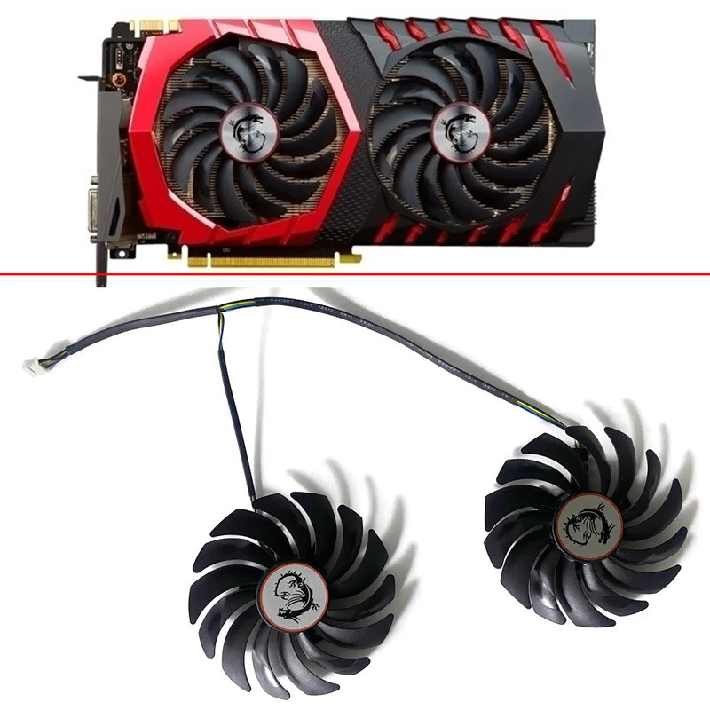 2 Pçs 95MM 4PIN 0.4A PLD10010S12HH GTX1080 1070 1060 1050TI GPU Ventilador Para MSI GTX 1060 1070 1080 TI RX 470 570 RX5