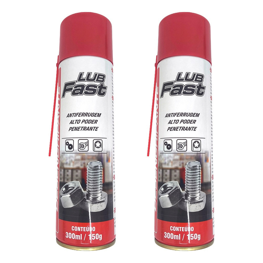 Kit 2 Desengripante Spray Lubfast 300ml Oleo Protetivo