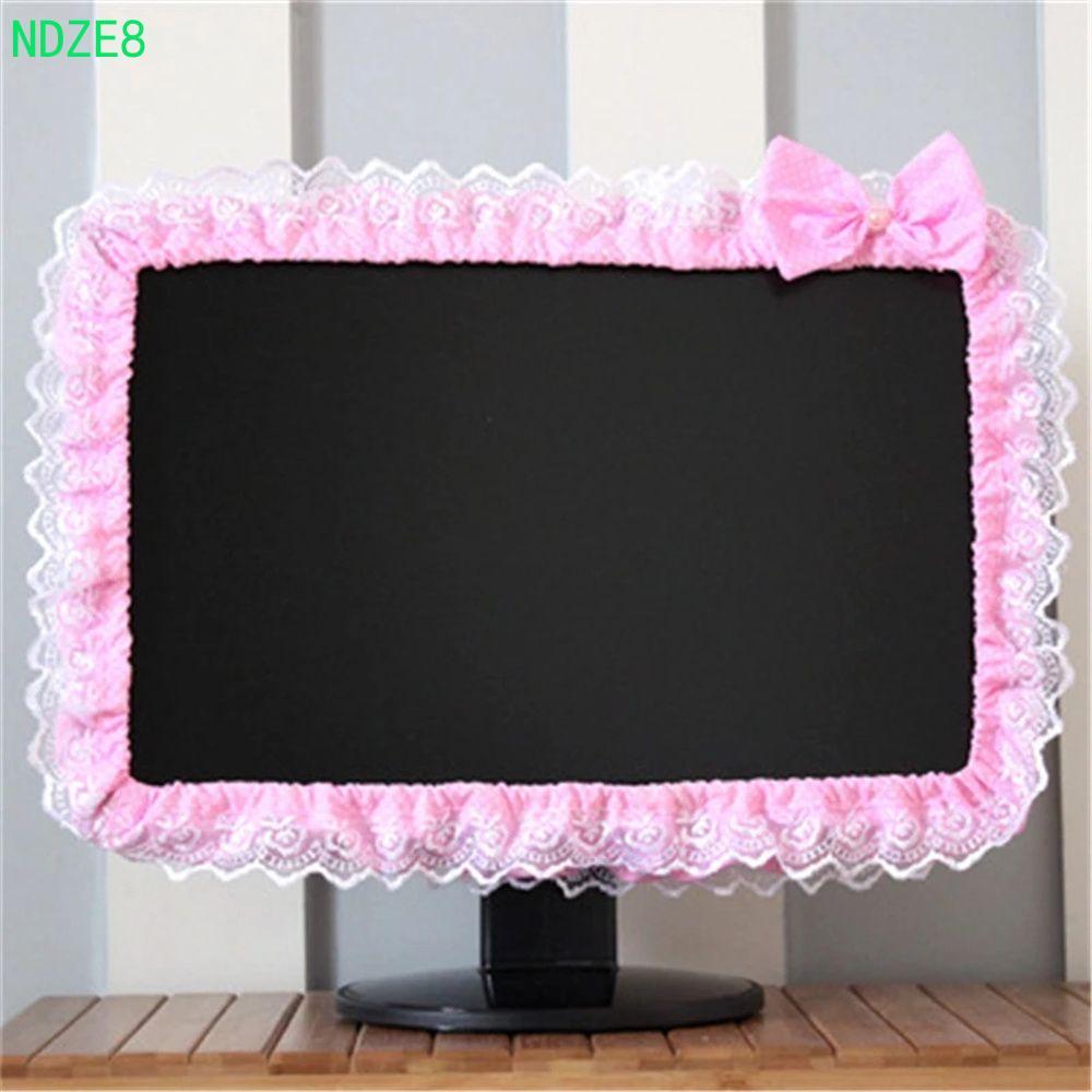 NDZE8 Capa Para Moldura De Computador Periféricos Rosa Arco-Nó Tecido De Renda Tela De Monitor Contra Poeira