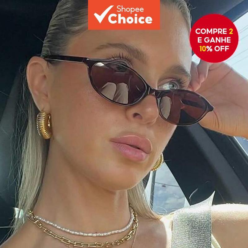 Óculos De Sol Ovais De Armação Pequena Estilo Rua Moderno Personalizado Para Mulheres Vintage em Oferta na Shopee