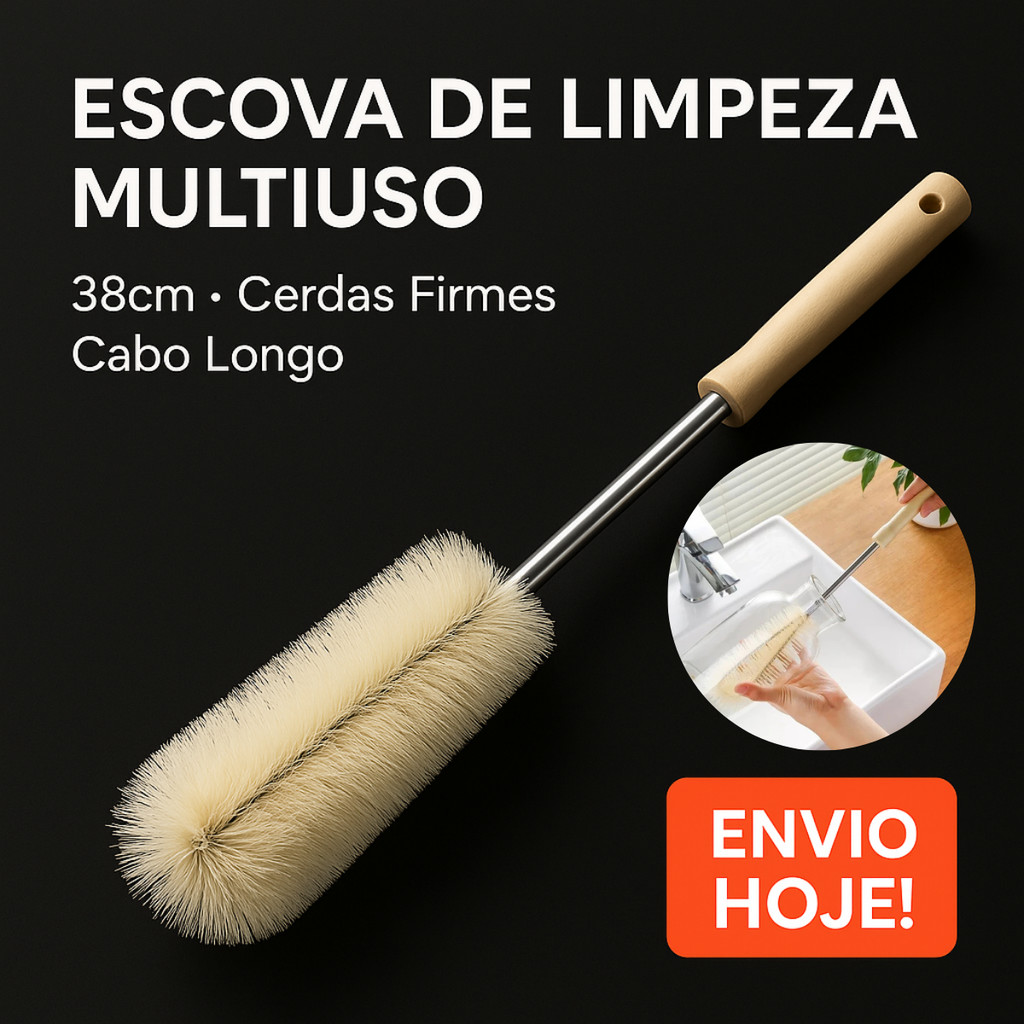 Escova De Limpeza Multiuso Para Garrafas De Cabo Longo Cozinha Bebida Copo De Vidro Full em Oferta na Shopee