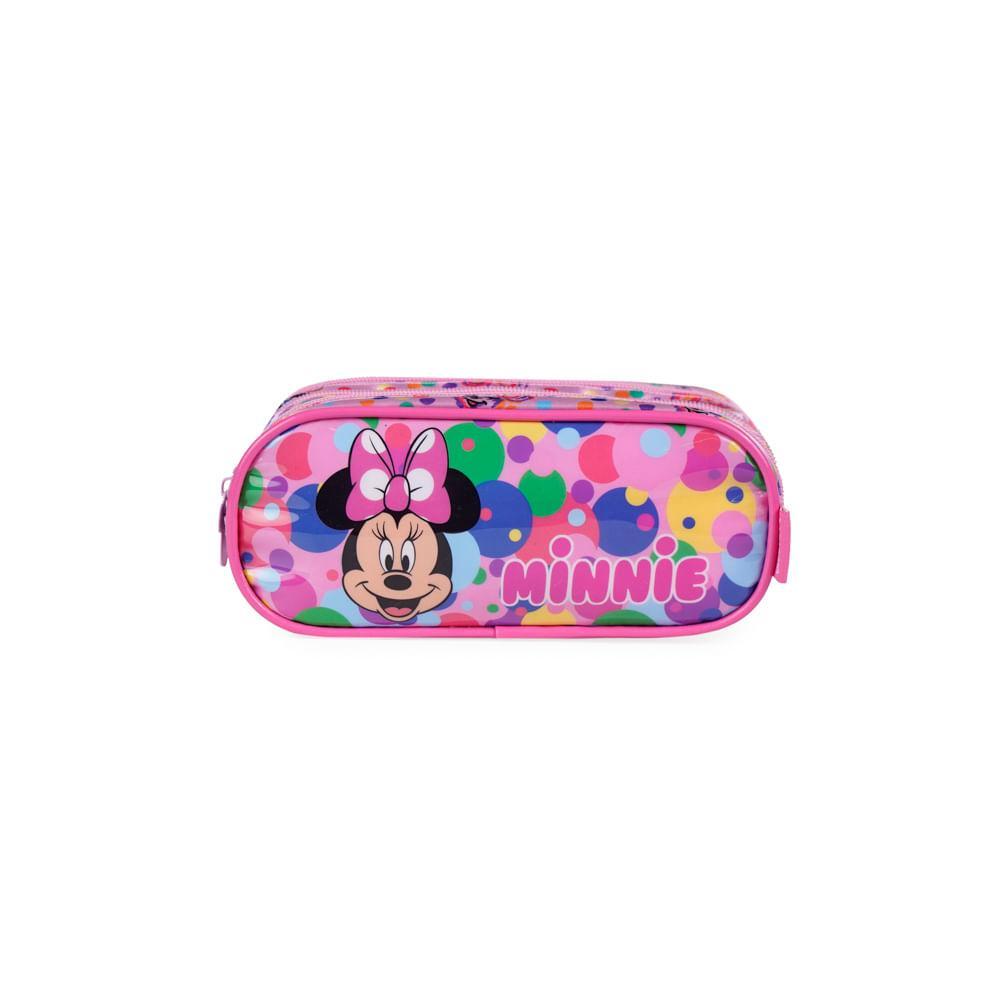 Estojo Escolar Feminino Minnie 3 Compartimentos Rosa em Oferta na Shopee