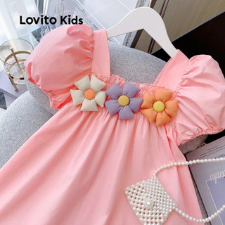 Lovito Kids Vestido Elegante de Flores para Menina Na Cor Rosa primavera/verão LNL128135 em Oferta na Shopee