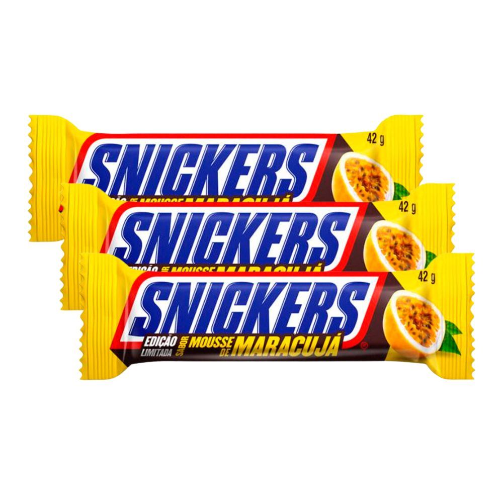 Kit 3 Chocolate Snickers Mousse de Maracujá 42g